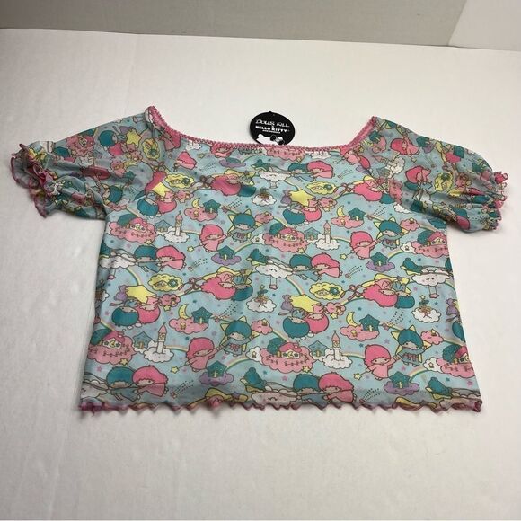 Dolls Kill Little Twin Stars Hello Kitty Collab Crop Top 3X Kawaii Cute Cat NEW - Picture 6 of 8